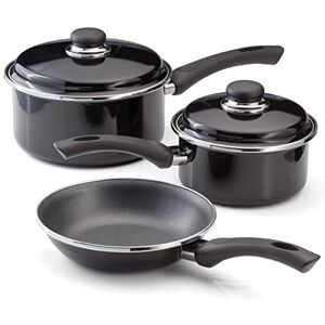 Judge Induction Non-Stick Saucepan Set, Carbon Steel, Black Judge Induction Non-Stick Saucepan Set, Carbon Steel, Black