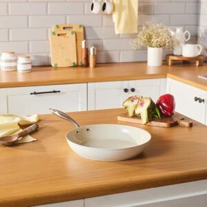KARACA Swiss Crystal Almond Cream 30 cm Non-Stick Frying Pan with Stainless Steel Handle – Durable, Easy-to-Clean, Versatile Cooking Pan for Everyday Use KARACA Swiss Crystal Almond Cream 30 cm Non-Stick Frying Pan with Stainless Steel Handle – Durable, Easy-to-Clean, Versatile Cooking Pan for Everyday Use