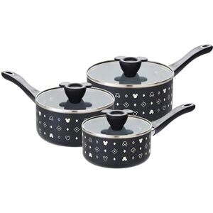Prestige Disney Monochrome Ceramic Non Stick Saucepan Set of 3 with Lids 16, 18 & 20cm Induction Saucepan Set, PFAS & PFOA Free, Non Toxic Cookware, Black & White Prestige Disney Monochrome Ceramic Non Stick Saucepan Set of 3 with Lids 16, 18 & 20cm Induction Saucepan Set, PFAS & PFOA Free, Non Toxic Cookware, Black & White