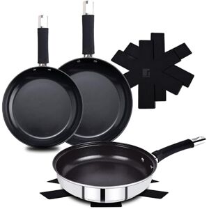 Bergner BASTER 6-Piece Stainless Steel Frying Pan Set 20 + 24 + 28 cm with Hollow Handles Includes Protectors Silicone Handles and Non-Stick Coating Induction Battery Bergner BASTER 6-Piece Stainless Steel Frying Pan Set 20 + 24 + 28 cm with Hollow Handles Includes Protectors Silicone Handles and Non-Stick Coating Induction Battery