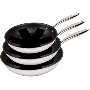 MasterPro Argent 3 3 Non-Stick Frying Pans 20, 24 and 28 cm Triple Layer Stainless Steel and Forged Aluminium with Ergonomic Handle Stainless Steel Frying Pan for All Types of Kitchens MasterPro Argent 3 3 Non-Stick Frying Pans 20, 24 and 28 cm Triple Layer Stainless Steel and Forged Aluminium with Ergonomic Handle Stainless Steel Frying Pan for All Types of Kitchens