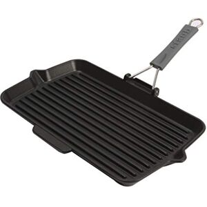 STAUB 40509-343-0 Cast Iron Rectangular Grill Pan, Black, 34 cm STAUB 40509-343-0 Cast Iron Rectangular Grill Pan, Black, 34 cm