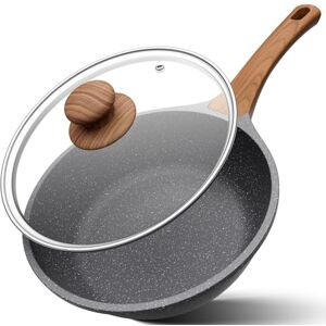 YASHE 26cm Deep Granite Frying Pan with Lid, Non-Stick Deep Skillet, High Sided Frying pan, Spacious Design for Stir-Frying, Sautéing & Slow Cooking YASHE 26cm Deep Granite Frying Pan with Lid, Non-Stick Deep Skillet, High Sided Frying pan, Spacious Design for Stir-Frying, Sautéing & Slow Cooking