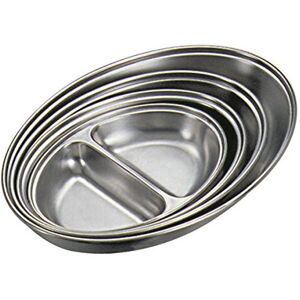 Genware NEV-12562 Vegetable Dish, Stainless Steel, 2 Division Oval, 14", Width 21.2 cm Genware NEV-12562 Vegetable Dish, Stainless Steel, 2 Division Oval, 14", Width 21.2 cm