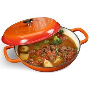Stalwart DA-QT3107O Enameled Cast Iron Casserole Shallow Pot Round Orange 31cm 3.5 litres Stalwart DA-QT3107O Enameled Cast Iron Casserole Shallow Pot Round Orange 31cm 3.5 litres