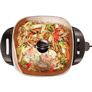 BELLA Electric Skillet and Frying Pan with Glass Lid, Nonstick Coating, Cool Touch Handles, Removable Heating Probe, Dishwasher Safe, 30 x 30 cm, Copper BELLA Electric Skillet and Frying Pan with Glass Lid, Nonstick Coating, Cool Touch Handles, Removable Heating Probe, Dishwasher Safe, 30 x 30 cm, Copper
