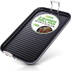 NutriChef 50.8 x 33 cm Stove Top Griddle Pan - Double Burner - Black NutriChef 50.8 x 33 cm Stove Top Griddle Pan - Double Burner - Black