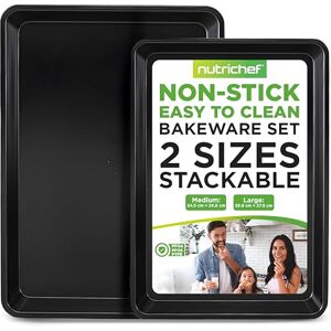Nutrichef Black Non-Stick Baking Pans Set - 2-Pack Oven Trays Nutrichef Black Non-Stick Baking Pans Set - 2-Pack Oven Trays