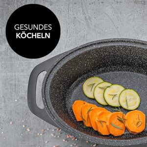 Florina Aluminium Roasting Dish (3.8 L) D x W x H: 33.5 x 25 x 9.8 cm Oval Casserole Pot CHEF Roasting Pot with Lid & Handles Non-Stick Coating Cooking Pot for All Types of Cookers Induction Florina Aluminium Roasting Dish (3.8 L) D x W x H: 33.5 x 25 x 9.8 cm Oval Casserole Pot CHEF Roasting Pot with Lid & Handles Non-Stick Coating Cooking Pot for All Types of Cookers Induction