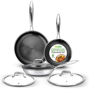 Nutrichef Tri-Ply Stainless Steel Skillet Set 6-Piece, 20cm, 25cm, 30cm Non-Stick Pans with Lids, Induction, Oven & Dishwasher Safe, for Camping Cooking, Ramen, Omlet, Kitchen Sets Nutrichef Tri-Ply Stainless Steel Skillet Set 6-Piece, 20cm, 25cm, 30cm Non-Stick Pans with Lids, Induction, Oven & Dishwasher Safe, for Camping Cooking, Ramen, Omlet, Kitchen Sets