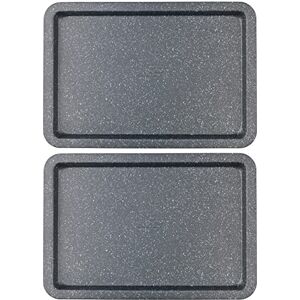 Salter COMBO-8261 Baking Tray Set of 2, Non-Stick Carbon Steel Oven Sheet, Easy Clean, Strong & Durable, Long Lasting, PFOA-Free, Megastone Collection, Black/Silver, 37 cm Salter COMBO-8261 Baking Tray Set of 2, Non-Stick Carbon Steel Oven Sheet, Easy Clean, Strong & Durable, Long Lasting, PFOA-Free, Megastone Collection, Black/Silver, 37 cm