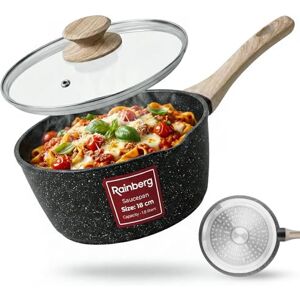 Rainberg Saucepan with Lid, Nonstick Milk Pan Suitable with Induction, Gas and Electric Hobs, Cooking Pot with Pour Spout. (Black, 18cm) Rainberg Saucepan with Lid, Nonstick Milk Pan Suitable with Induction, Gas and Electric Hobs, Cooking Pot with Pour Spout. (Black, 18cm)