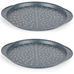 Russell Hobbs Nightfall Stone Set of 2 Large Pizza Trays 14.5" Pizza Pans, Non-Stick Round Baking Trays, Carbon Steel, PFOA Free, Perforated Base for Crispy Cooking, Ideal for Pizza's, Garlic Bread Russell Hobbs Nightfall Stone Set of 2 Large Pizza Trays 14.5" Pizza Pans, Non-Stick Round Baking Trays, Carbon Steel, PFOA Free, Perforated Base for Crispy Cooking, Ideal for Pizza's, Garlic Bread