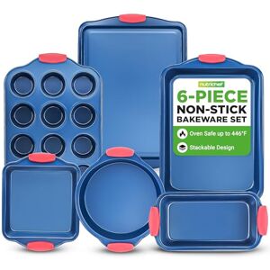 NutriChef Blue Carbon Steel Bakeware Set - Oven Safe 6 Pc Pan Set NutriChef Blue Carbon Steel Bakeware Set - Oven Safe 6 Pc Pan Set