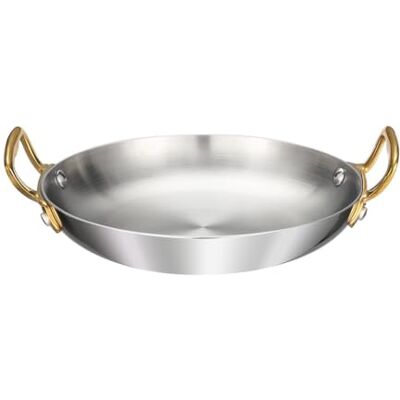 SPVRIKTE Round Spanish Paella Pan Pot with Dual Handle 8 Sizes Stainless Steel Frying Pan Cooking Skillet Cookware Seafood Lobster Plate Food Dish for Home Cooking Cookware Kitchen (Silver,20CM) SPVRIKTE Round Spanish Paella Pan Pot with Dual Handle 8 Sizes Stainless Steel Frying Pan Cooking Skillet Cookware Seafood Lobster Plate Food Dish for Home Cooking Cookware Kitchen (Silver,20CM)