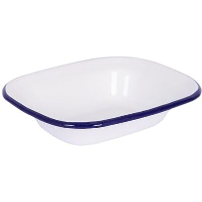 Argon Tableware 18 x 13.5cm White Enamel Pie Dish with Blue Rim Baking Tray, Oven Safe Metal Dish for Pies, Cobblers, Lasagne, Camping, Picnic, Rustic Kitchen Bakeware Argon Tableware 18 x 13.5cm White Enamel Pie Dish with Blue Rim Baking Tray, Oven Safe Metal Dish for Pies, Cobblers, Lasagne, Camping, Picnic, Rustic Kitchen Bakeware