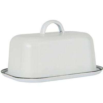 Ib Laursen 0411-11 Butter Dish 2-Piece Set Enamel Shabby Chic Butter Box with Lid Vintage Bowl and Cover Ib Laursen 0411-11 Butter Dish 2-Piece Set Enamel Shabby Chic Butter Box with Lid Vintage Bowl and Cover