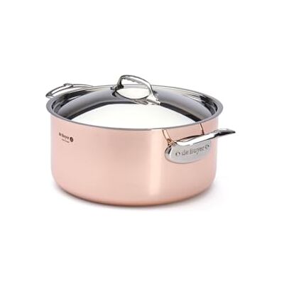 DE BUYER 6442.28 Cast Iron Saucepan with Lid/Handles Copper/Stainless Steel Diameter 28 cm DE BUYER 6442.28 Cast Iron Saucepan with Lid/Handles Copper/Stainless Steel Diameter 28 cm