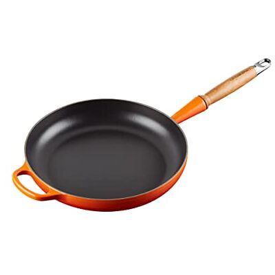 LE CREUSET Signature Cast Iron Frying Pan with Wooden Handle 28cm Volcanic, 20258280900422 LE CREUSET Signature Cast Iron Frying Pan with Wooden Handle 28cm Volcanic, 20258280900422