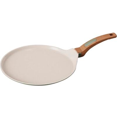 Cooksmart Signature 28cm Crepe Pan, Cast Aluminium, Sage Green PFOA & PFAS free, induction compatible, dishwasher safe, ergonomic handle, suitable for all hob types Cooksmart Signature 28cm Crepe Pan, Cast Aluminium, Sage Green PFOA & PFAS free, induction compatible, dishwasher safe, ergonomic handle, suitable for all hob types