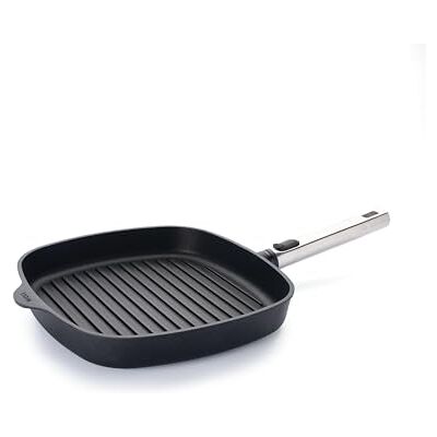 Woll Diamond Logic XR Pro Square Grill Pan with Grooves Inductive 28 cm x 28 cm, 4.5 cm High with Removable Stainless Steel Handle Suitable for All Types of Cookers, Aluminium, Oven-Safe, Black Woll Diamond Logic XR Pro Square Grill Pan with Grooves Inductive 28 cm x 28 cm, 4.5 cm High with Removable Stainless Steel Handle Suitable for All Types of Cookers, Aluminium, Oven-Safe, Black
