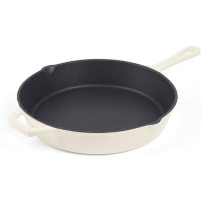 Salter Chester Cast Iron Frying Pan 26cm Universal Skillet, Oven Suitable to 240 °C, Grill, Fry & Sear, Hob to Oven to Table Cooking Pot, Induction Suitable, PFAS-Free Coating, Cream Salter Chester Cast Iron Frying Pan 26cm Universal Skillet, Oven Suitable to 240 °C, Grill, Fry & Sear, Hob to Oven to Table Cooking Pot, Induction Suitable, PFAS-Free Coating, Cream
