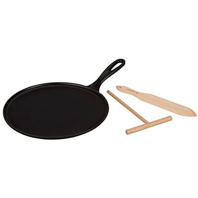 LE CREUSET Enamelled Cast Iron Crepe Pan, with Long Lasting Enamel Coating and Ergonomic Handle, 27cm, Matte Black, 20136270000460 LE CREUSET Enamelled Cast Iron Crepe Pan, with Long Lasting Enamel Coating and Ergonomic Handle, 27cm, Matte Black, 20136270000460