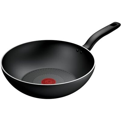 Tefal Titanium Essential Wok Pan 28 cm, Non-Stick Coating, All Hobs Compatible Except Induction, Metal Safe, Flawless Glide, Everyday Use, B9411944 Tefal Titanium Essential Wok Pan 28 cm, Non-Stick Coating, All Hobs Compatible Except Induction, Metal Safe, Flawless Glide, Everyday Use, B9411944