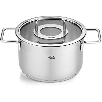 Fissler Pure Collection/Stainless Steel Cooking Pot (Diameter 20 cm, 3.6L) Pots with Glass Lid, Internal Scale Induction Fissler Pure Collection/Stainless Steel Cooking Pot (Diameter 20 cm, 3.6L) Pots with Glass Lid, Internal Scale Induction