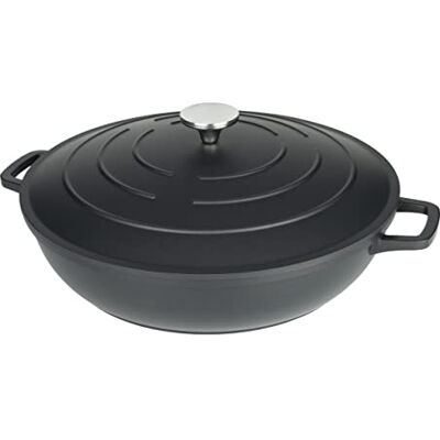 Commichef XR-L32BK 32cm Cast Aluminium Shallow Casserole Dish, Suitable for Oven and All Types of Hob, Perfect for Stews and Casseroles, Black Commichef XR-L32BK 32cm Cast Aluminium Shallow Casserole Dish, Suitable for Oven and All Types of Hob, Perfect for Stews and Casseroles, Black