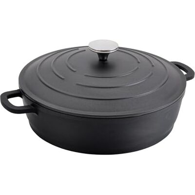 Commichef XR-L28BK 28cm Cast Aluminium Shallow Casserole Dish, Suitable for Oven and All Types of Hob, Perfect for Stews and Casseroles, Black Commichef XR-L28BK 28cm Cast Aluminium Shallow Casserole Dish, Suitable for Oven and All Types of Hob, Perfect for Stews and Casseroles, Black
