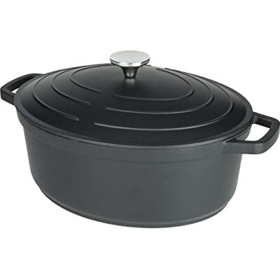 Commichef XO-632BK 32cm Cast Aluminium Oval Casserole Dish, Suitable for Oven and All Types of Hob, Perfect for Stews and Casseroles, Black Commichef XO-632BK 32cm Cast Aluminium Oval Casserole Dish, Suitable for Oven and All Types of Hob, Perfect for Stews and Casseroles, Black