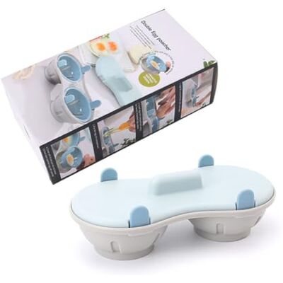 Sovtay Double Compartment Microwave Egg Steamer Box, Kitchen Egg Cooking Mold, 2-Cavity Food-Grade Silicone Egg Poacher Cooker with Double Drain, Kitchen Gadget (Blue) Sovtay Double Compartment Microwave Egg Steamer Box, Kitchen Egg Cooking Mold, 2-Cavity Food-Grade Silicone Egg Poacher Cooker with Double Drain, Kitchen Gadget (Blue)