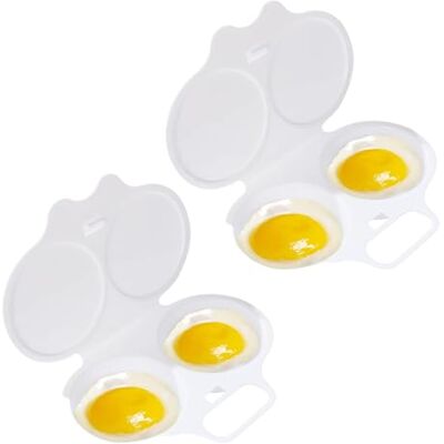 Pchnfei 2Pcs White Egg Poacher, Microwave Egg Boiler Poacher, 2 Cavity Nonstick Poached Egg Maker With Lid, Egg Poacher Microwave Egg Cooker, Double Drain Poached Egg Cups Cookware(13 * 5cm) Pchnfei 2Pcs White Egg Poacher, Microwave Egg Boiler Poacher, 2 Cavity Nonstick Poached Egg Maker With Lid, Egg Poacher Microwave Egg Cooker, Double Drain Poached Egg Cups Cookware(13 * 5cm)