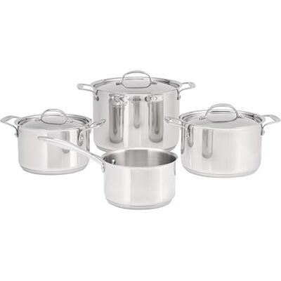 Stellar Profile 4-Piece Cookware Set – 16cm Saucepan (No Lid), 18cm & 20cm Casseroles, 24cm Stockpot – Induction Ready, 18/10 Stainless Steel, High Conductivity Base, Oven & Dishwasher Safe Stellar Profile 4-Piece Cookware Set – 16cm Saucepan (No Lid), 18cm & 20cm Casseroles, 24cm Stockpot – Induction Ready, 18/10 Stainless Steel, High Conductivity Base, Oven & Dishwasher Safe