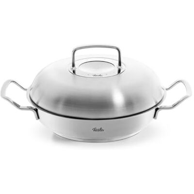 Fissler Original Profi Collection 084-388-24-000/0 Stainless Steel Serving Pan Round (2 L, Diameter 24 cm) with High-Layer Lid, Novogrill Frying Surface, Inner Scale, Induction, Silver Fissler Original Profi Collection 084-388-24-000/0 Stainless Steel Serving Pan Round (2 L, Diameter 24 cm) with High-Layer Lid, Novogrill Frying Surface, Inner Scale, Induction, Silver