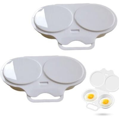 VIMAZ Stedwell Microwave Egg Cooker, Stedwell Microwave Egg Poacher 2 Cavity Nonstick Poached Egg Maker with Lid, Quick-Heat Microwave Egg Cooker for Kitchen Cooking Tool VIMAZ Stedwell Microwave Egg Cooker, Stedwell Microwave Egg Poacher 2 Cavity Nonstick Poached Egg Maker with Lid, Quick-Heat Microwave Egg Cooker for Kitchen Cooking Tool