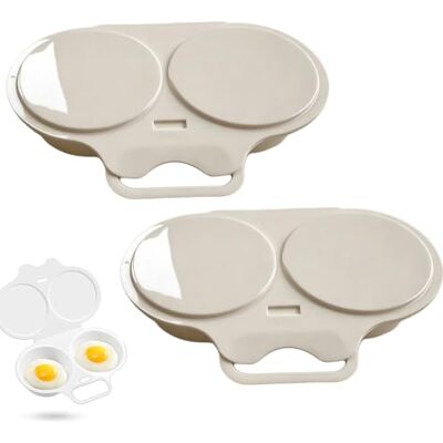 VIMAZ Stedwell Microwave Egg Cooker, Stedwell Microwave Egg Poacher (gray*2) 2 Cavity Nonstick Poached Egg Maker with Lid, Quick-Heat Microwave Egg Cooker for Kitchen Cooking Tool VIMAZ Stedwell Microwave Egg Cooker, Stedwell Microwave Egg Poacher (gray*2) 2 Cavity Nonstick Poached Egg Maker with Lid, Quick-Heat Microwave Egg Cooker for Kitchen Cooking Tool