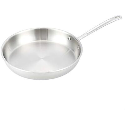Amazon Basics Stainless Steel Tri-Ply Frying Pan, 30 cm, Heat-Resistant Handle, Silver Amazon Basics Stainless Steel Tri-Ply Frying Pan, 30 cm, Heat-Resistant Handle, Silver