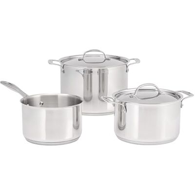 Stellar Profile 3-Piece Cookware Set – 18cm Saucepan (No Lid), 20cm Casserole, 24cm Stockpot – Induction Ready, 18/10 Stainless Steel, High Conductivity Base, Oven & Dishwasher Safe Stellar Profile 3-Piece Cookware Set – 18cm Saucepan (No Lid), 20cm Casserole, 24cm Stockpot – Induction Ready, 18/10 Stainless Steel, High Conductivity Base, Oven & Dishwasher Safe
