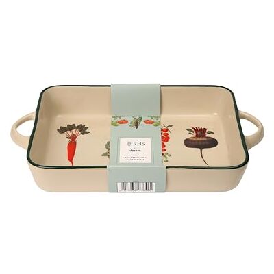 Dexam RHS Benary Vegetables Rectangle Oven Dish, Stoneware Dish for Pies & Lasagne Oven to Table Serving Dish with Handles Dexam RHS Benary Vegetables Rectangle Oven Dish, Stoneware Dish for Pies & Lasagne Oven to Table Serving Dish with Handles