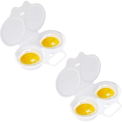 Cawhui 2Pcs White Egg Poacher, 2 Cavity Nonstick Poached Egg Maker With Lid, Double Drain Poached Egg Cups, Egg Poacher Microwave Egg Cooker, Kitchen Cooking Gadgets(13 * 5cm) Cawhui 2Pcs White Egg Poacher, 2 Cavity Nonstick Poached Egg Maker With Lid, Double Drain Poached Egg Cups, Egg Poacher Microwave Egg Cooker, Kitchen Cooking Gadgets(13 * 5cm)