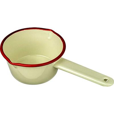 Genware New Falcon Enamel Milk Pan Cream with Red Trim 654214 Genware New Falcon Enamel Milk Pan Cream with Red Trim 654214
