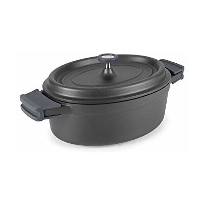 LACOR 26 x 20 cm Oval Cast Aluminium Casserole, Black LACOR 26 x 20 cm Oval Cast Aluminium Casserole, Black