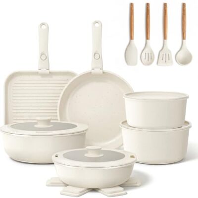 YASHE 21Pcs Nonstick Pans and Pots Set with Detachable Handles, Oven Safe YASHE 21Pcs Nonstick Pans and Pots Set with Detachable Handles, Oven Safe