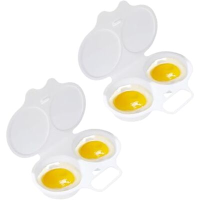 Nlinlin 2Pcs White Egg Poacher, 2 Cavity Nonstick Poached Egg Maker With Lid, Double Drain Poached Egg Cups, Egg Poacher Microwave Egg Cooker, Kitchen Cooking Gadgets(13 * 5cm) Nlinlin 2Pcs White Egg Poacher, 2 Cavity Nonstick Poached Egg Maker With Lid, Double Drain Poached Egg Cups, Egg Poacher Microwave Egg Cooker, Kitchen Cooking Gadgets(13 * 5cm)