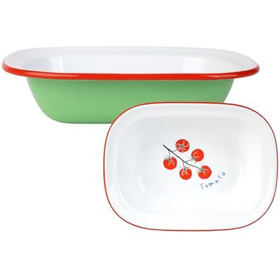 Talking Tables Handmade Enamel Oven Dish 20cm Tomato Design Inside Oven to Table Dish for Casseroles, Pies, Roasts, Easy to Clean, Dishwasher Safe, Shatterproof, Scratch Resistant Talking Tables Handmade Enamel Oven Dish 20cm Tomato Design Inside Oven to Table Dish for Casseroles, Pies, Roasts, Easy to Clean, Dishwasher Safe, Shatterproof, Scratch Resistant