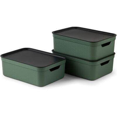 Rotho Jive Dekobox Set Of 3 Plastic Container Box 10l - White - Storage Box Rotho Jive Dekobox Set Of 3 Plastic Container Box 10l - White - Storage Box
