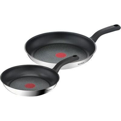 Tefal Comfort Max 24/28cm Stainless Steel Frying Pan Set, Durable Non-Stick Pan with Thermo-Spot Heat Indicator, Induction Compatible Base, Comfortable Grip Handle, G726S204 Tefal Comfort Max 24/28cm Stainless Steel Frying Pan Set, Durable Non-Stick Pan with Thermo-Spot Heat Indicator, Induction Compatible Base, Comfortable Grip Handle, G726S204
