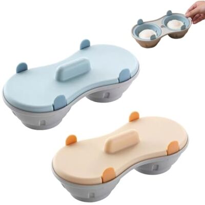 ZHUOmengyun 2 Pcs Microwave Egg Poachers, Edible PP Silicone Double Cup Egg Steamer PP Silicone, Non-Stick with Lid Poached Egg Cups Gadget for Kitchen Cooking Breakfast ZHUOmengyun 2 Pcs Microwave Egg Poachers, Edible PP Silicone Double Cup Egg Steamer PP Silicone, Non-Stick with Lid Poached Egg Cups Gadget for Kitchen Cooking Breakfast